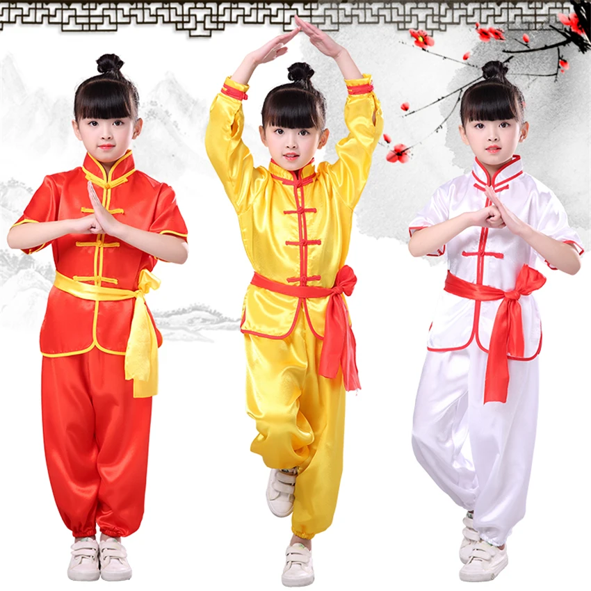 Kids Chinese Kung Fu Clothing Traditional Wushu Tai Chi Uniform for Boys Girls China Culture Tang Suit Performance Costumes