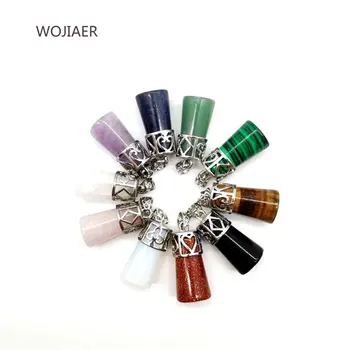 

WOJIAER Natural Stone Tigers Opal Pendant Alloy Chain Necklace Bell-Shaped Energy Reiki Crystal Stones for Women Jewelry ZBM093