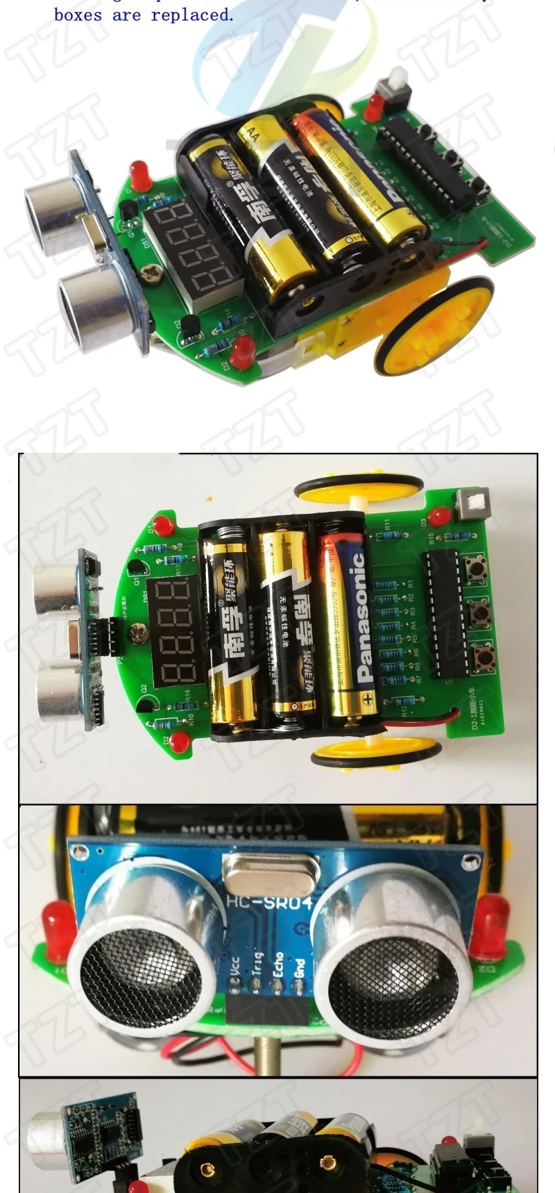 DIY Ultraschall-Entfernungsmessungs-Hindernisvermeidungs-Auto Elektronik-Bausatz LED-Display Programmierbares Intelligentes Auto Schweißübungs-DIY-Bausatz – Detail 2