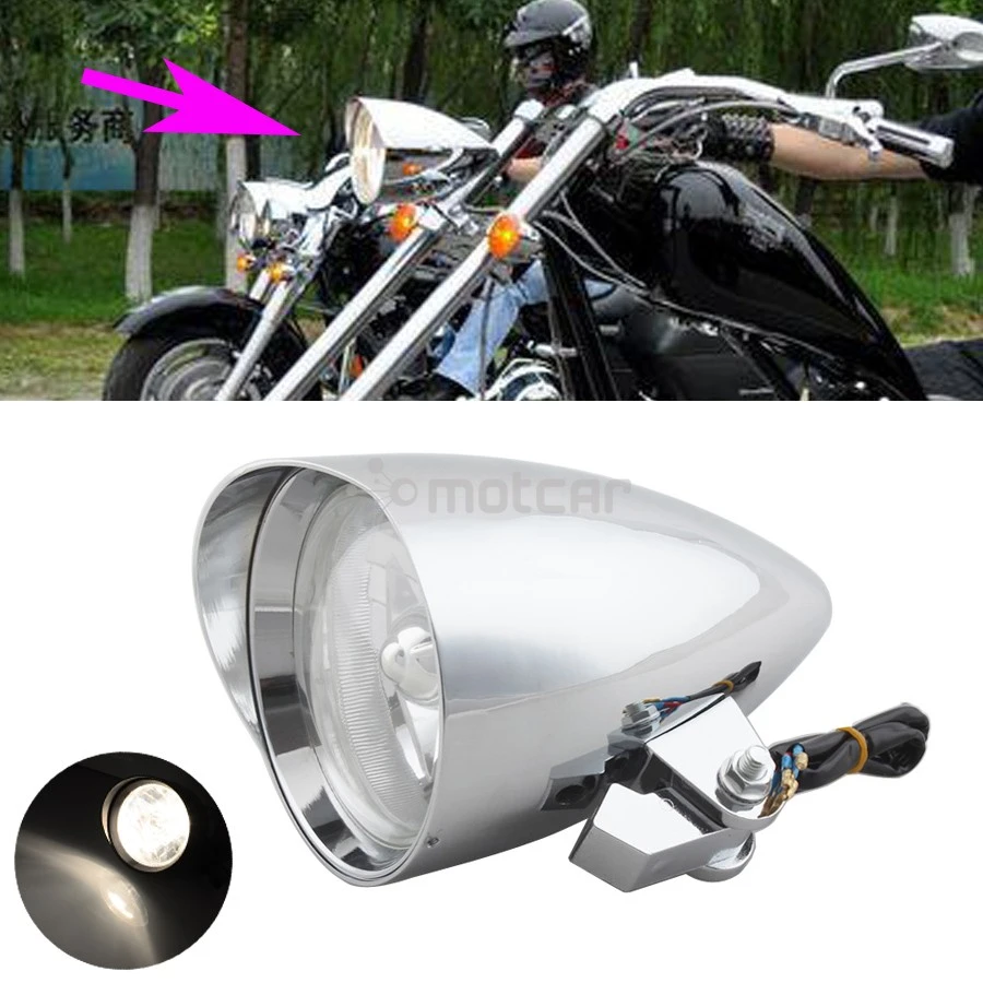 4" Motorcycle High/Low Beam 12V Headlight Amber Lens For Harley Bobber Chopper