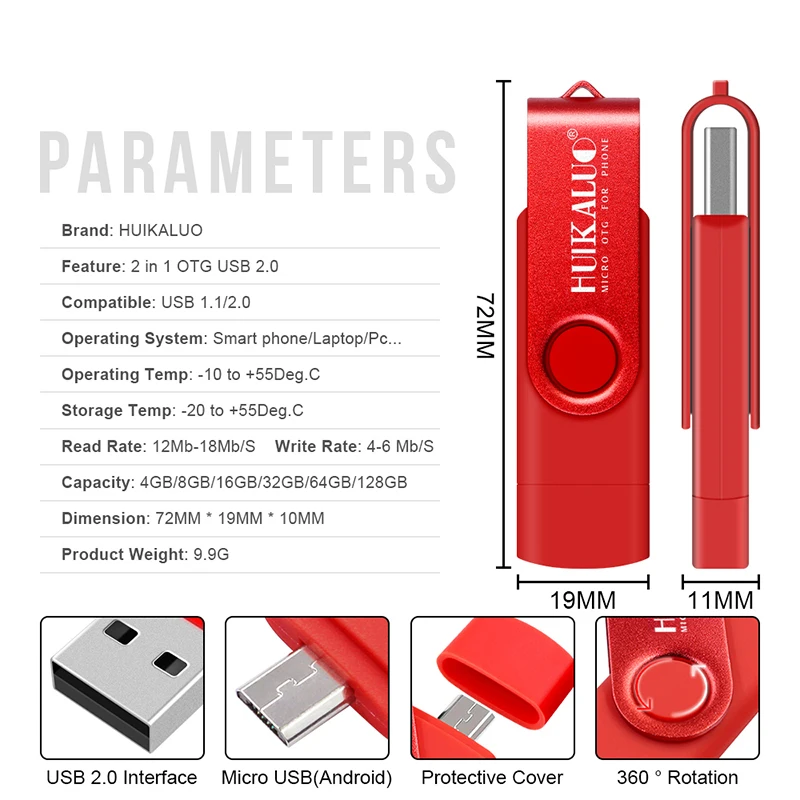 Вращающийся на 360 ° OTG USB флеш накопитель cle 64G 2 0 для смартфонов 4g 8g 16g 32g 128g micro usb