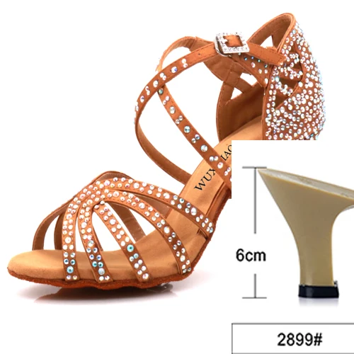 WUXIJIAO джаз обувь латинские танцевальные туфли женские латинские Сальса девушка повседневная обувь серебро бронза кожа обувь - Цвет: bronze heel 6cm
