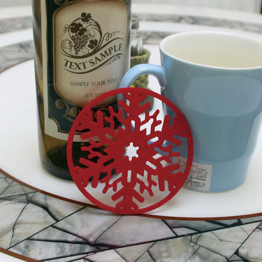

2 Pcs Christmas Snowflake Coaster Snowflake Placemat Coffee Wine Coaster Tea Christmas Home Decorations Coffee Table Mat