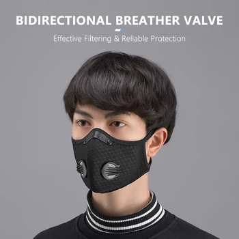 

Reusable Face Mask with Activated Carbon Filter PM 2.5 Anti-Pollution Running Cycling Mask Efficient Filtration Anti Haze Masks