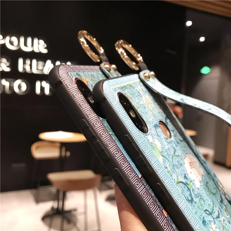 SoCouple Wrist Strap Soft TPU Phone Case For Xiaomi Redmi note 5 Global 5.99'' Flower embroidery Pattern Phone Holder Case (6)