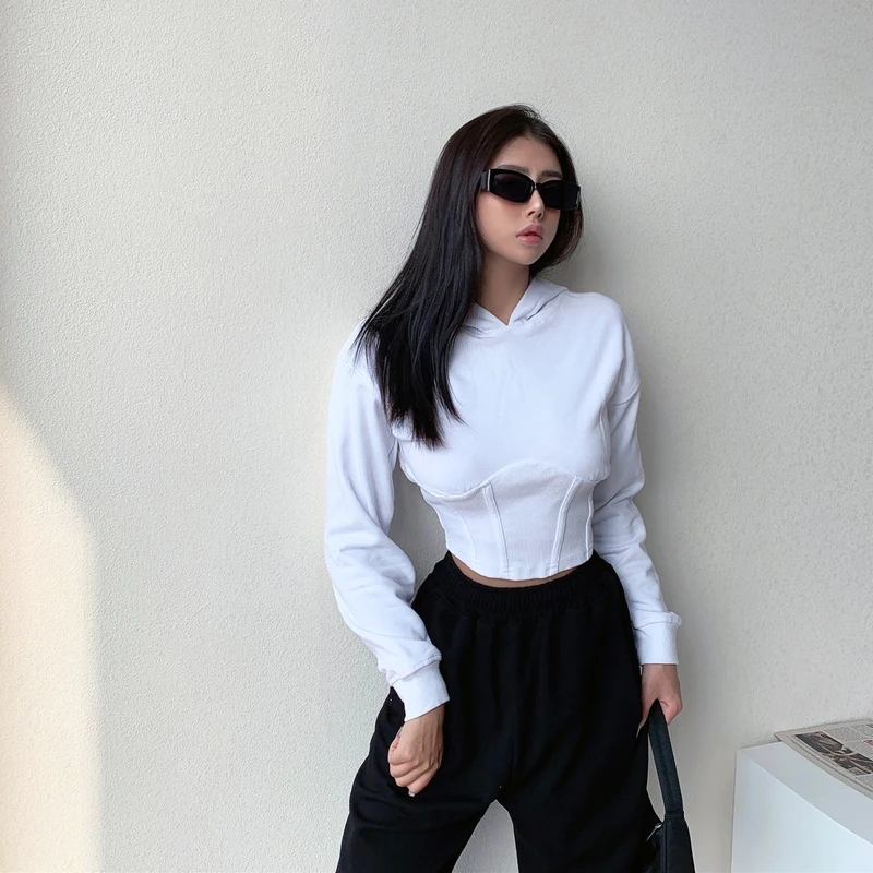 cinched waist cropped hoodie