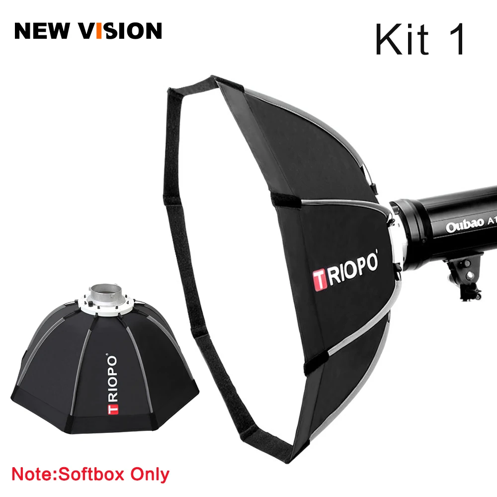 Kit 1 Triopo 65 см Portabe Bowens Mount софтбокс в виде ВОСЬМИУГОЛЬНОГО зонта наружная Мягкая коробка+ сотовая сетка+ 2 м световая подставка для студийного стробоскопа - Цвет: Kit 1