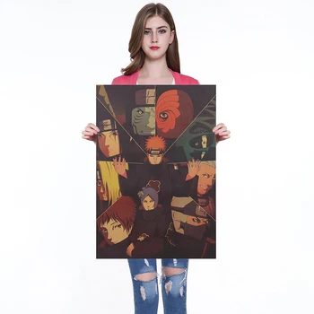 

Classic Cartoon Anime Poster Team Characters Collection Kraft Paper Decoration Poster Retro Interior Decoration Painting
