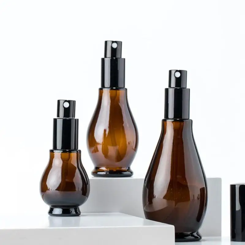 50/100ML Glass Spray Bottle Dark Brown Protect From Light Lotion Essential Dropper Oil Bottles Cosmetic Perfume Sample Container