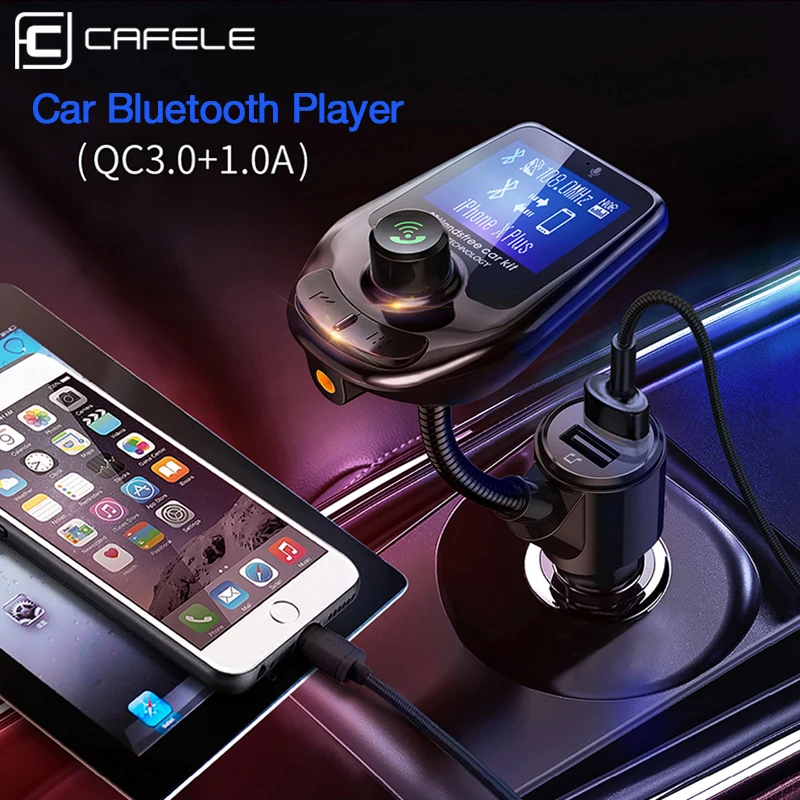 Cafele QC3.0 автомобильное зарядное устройство для телефона Bluetooth беспроводной MP3-плеер светодиодный USB зарядное устройство fm-передатчик MP3-плеер Handsfree автомобильные аксессуары