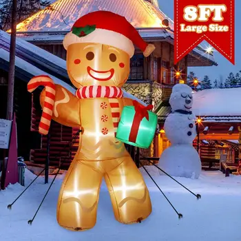 

OurWarm Christmas Inflatable 8FT Gingerbread Man with Bright LED Lights Indoor and Outdoor Party Yard Garden Decoration