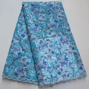 

Best Selling 2020 Products High Quality Organza Lace Fabric With Sequin Sequence Lace Fabric African Tulle Lace For Wedding Y-K5