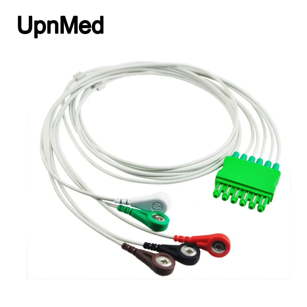 Совместимость для Drager ECG leadwires, 5 свинцовый кабель с защелкой типа, AHA СТАНДАРТ