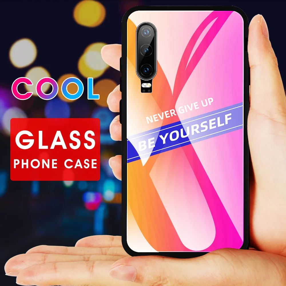 Для huawei P30 Lite mate 30 Lite Nova 5 Pro Nova 5i Y9 Y9 Prime mate 20 NEVER GIVE UP слова Вдохновленный стеклянный Капа