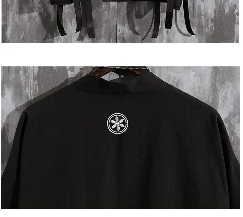 Summer Men's Haori Cardigan Kimono Shirt Samurai Japanese Clothing Robes Loose Obi Male Yukata Jacket Streetwear Asian Clothes