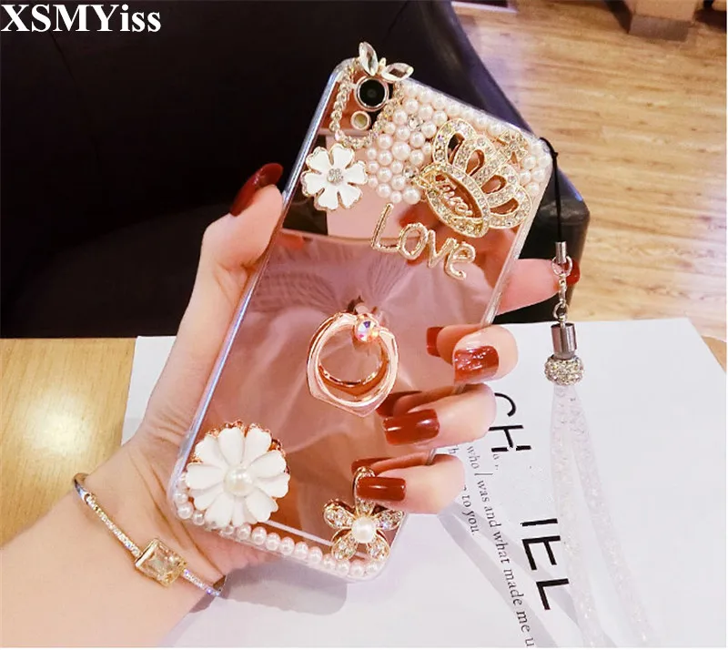 Роскошный сверкающий чехол с кристаллами mi rror телефонный для Xiaomi 5s 6 8 9 Lite SE 5X 6X A2
