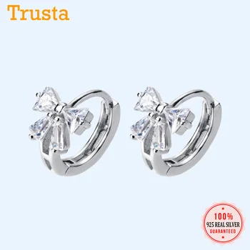 

Trusta Fashion Genuine 925 Sterling Silver Dazzling CZ Bowknot Ear Cuff Clip On Earring For Women Piercing Earing Jewelry DS2438
