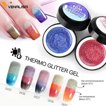 

Venalisa thermo glitter temperature gel polish chameleon color changing nail polish gel 5ml canni soak off gel