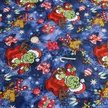 

Christmas Gifts Blue 100% Cotton Fabric for Girl Clothes Hometextile Cushion Cover Backpacks Christmas DIY 140cm Width BL245