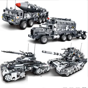 

Military Battle Tank Model Building Blocks set Army technic Vehicle Truck Missile Car Rocket educational Bricks Toy for children