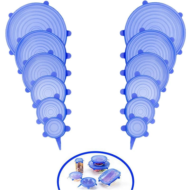 Универсальные силиконовые крышки для еды растягивающиеся 6 шт. упаковка чашек