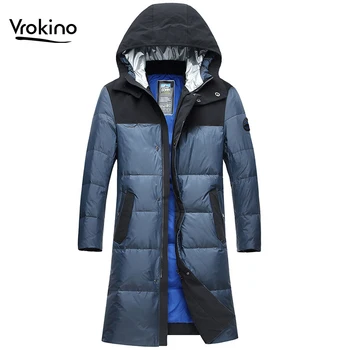 

2019 Fashion Bright Long Down Jacket Men's Winter New Thick Warm White Duck Down Youth Hooded Casual Winter Clothes Pike