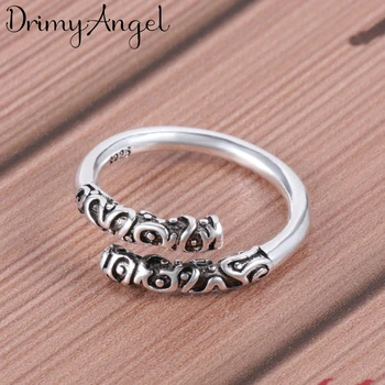 

Punk Fancy 925 Sterling Silver Open Rings for Women Men Large Adjustable Size Rings aneis
