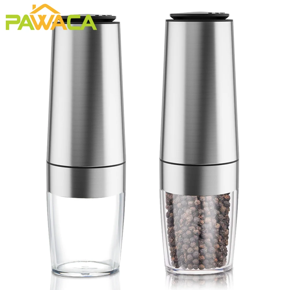 2Pcs/Set Electric Automatic Stainless Steel Pepper and Salt Grinder