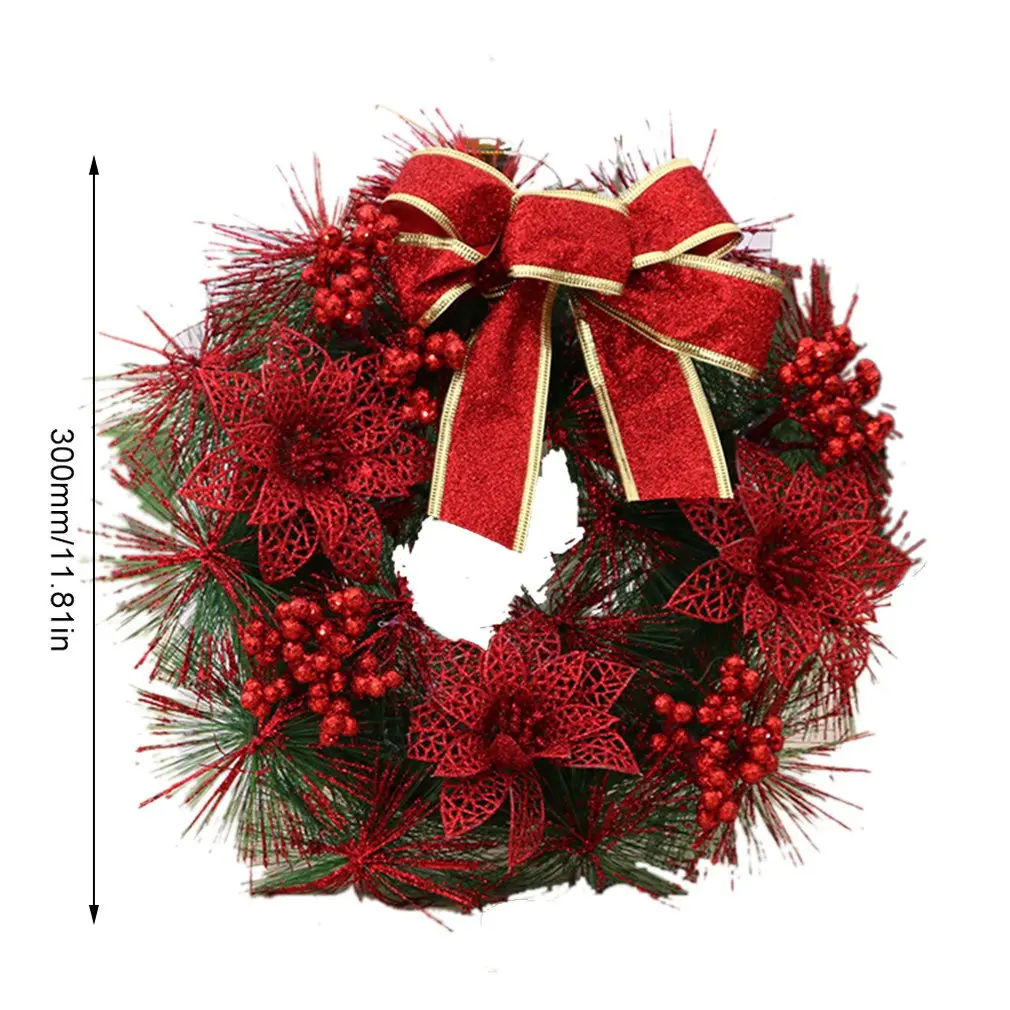 

Christmas Decoration Wreath 30cm Christmas Wreath Door Hanging Christmas Wreath Christmas Vine Ring PVC Christmas Wreath