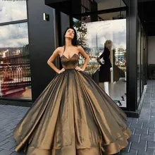 Золотое Пышное Платье Новое поступление ТРАПЕЦИЕВИДНОЕ милое длинное платье без рукавов для торжественных праздников платье для выпускного