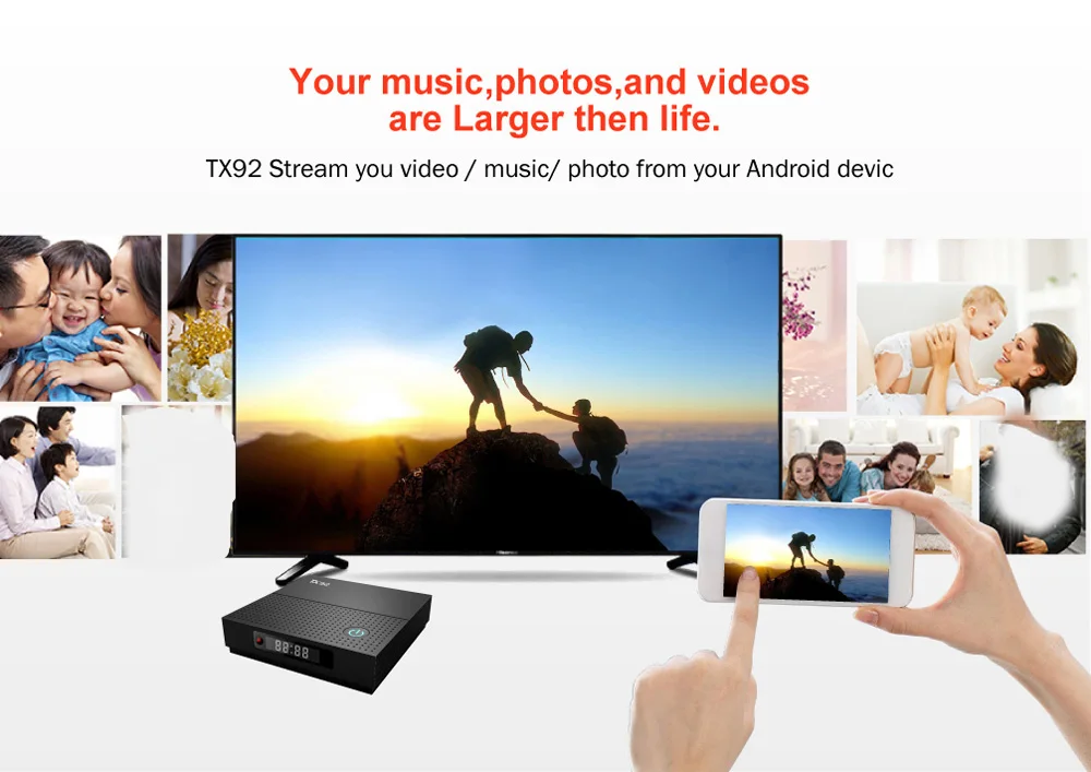10 шт. TX92 ТВ коробка Amlogic S912 Восьмиядерный процессор Android 7,1 OS BT 4,1 1000M LAN Max 3g ram 32G rom 2,4G/5G Wifi Smart set top Box