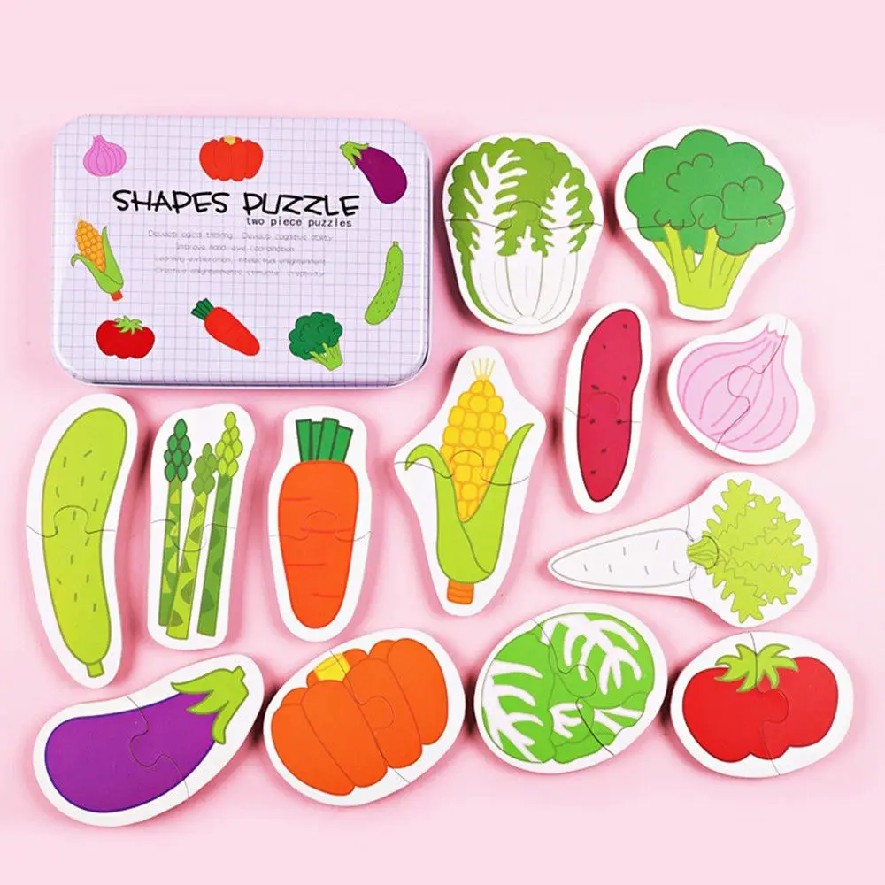 vegetables model Wooden Toys Puzzle for Kids 3 years Animals/Vegetables/Fruits/Traffic Insects/Poultry Educational Kids Games Jigsaw - Цвет: vegetables model