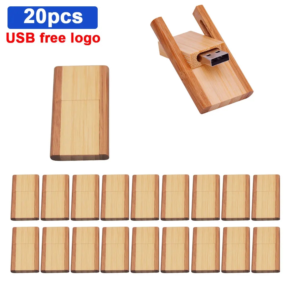 20 шт./лот USB флеш-накопитель Бесплатный Логотип Деревянный + коробка