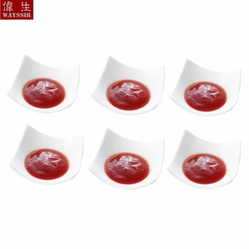 

6pcs/Set Square Snack Sauce Super White Porcelain Dish Hotel Breakfast Buffet Cake Bowl Ceramic Wasabi Tableware Oil Dispenser