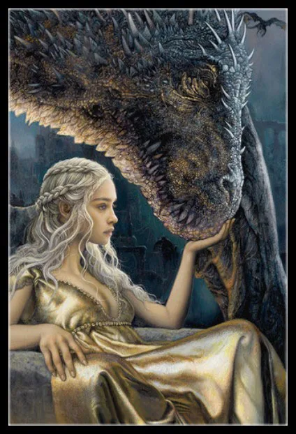 

oneroom Counted Cross Stitch Kits Needlework Embroidery - 14 ct Aida DMC Color DIY Arts Home Decor - Daenerys and Dragon