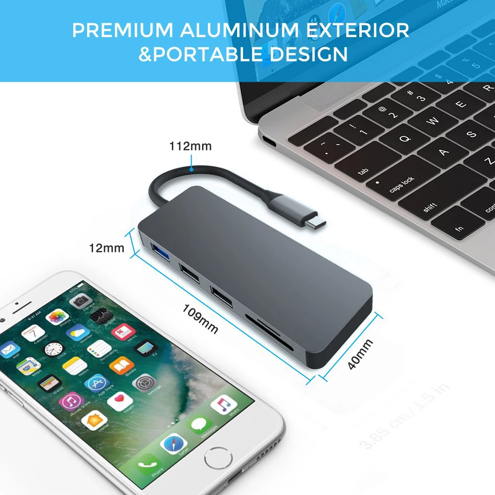 USB C концентратор, 7 в 1 type C к HDMI 4K адаптер с 3 usb портами SD/TF кард-ридер для нового MacBook/MacBook Pro /, hp Spectre