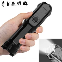 

SecurityIng Flashlight Portable Zoomable Strong Light 4 Modes XPE LED ABS Rechargeable USB Built-in 18650 Lithium Battery