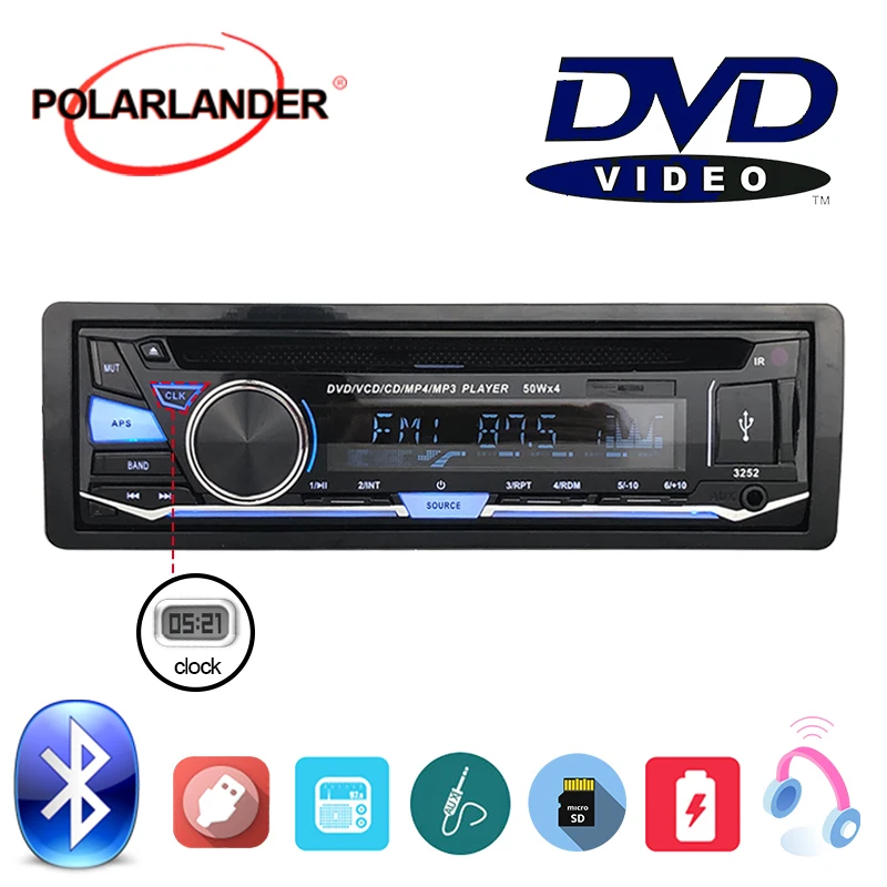 BT Bluetooth автомобильное радио стерео 1 DIN Съемная панель аудио Музыка CD DVD MP3 плеер FM