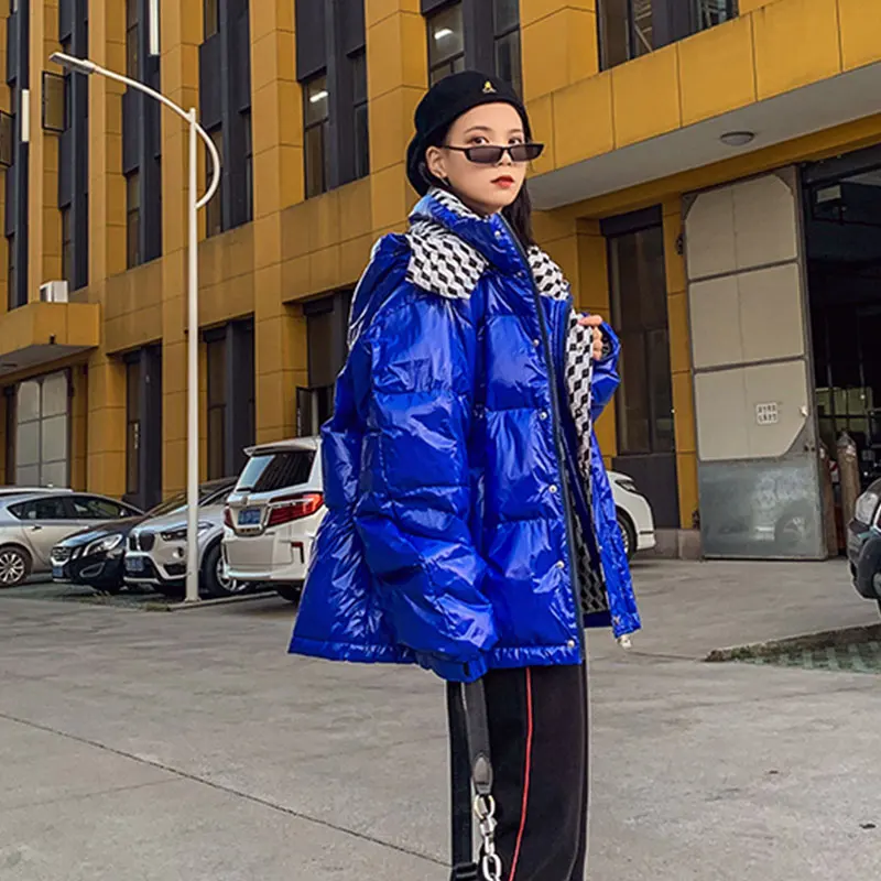 Fashion Streetwear Cotton wadded jacket Hooded Parka Winter jacket women Loose Thick warm Outerwear Female Plus size Cotton Coat