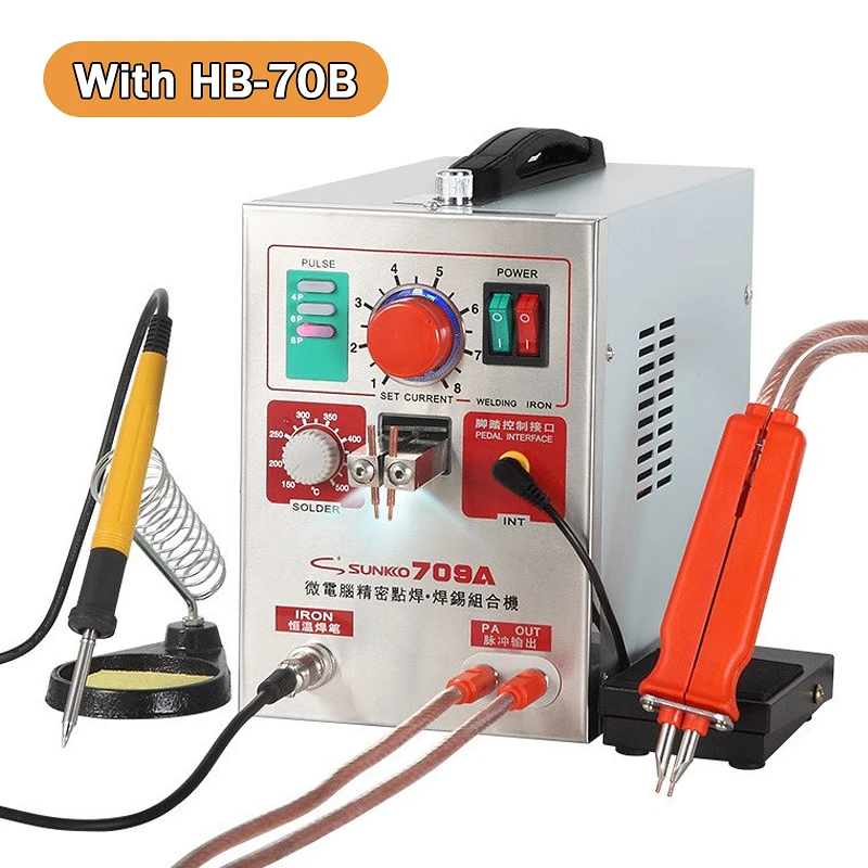 SUNKKO 709A точечная сварочная машина 1.9KW импульсный точечный сварочный агрегат с паяльником T12, ручная ручка, 18650 Батарейный блок, Контактная сварка
