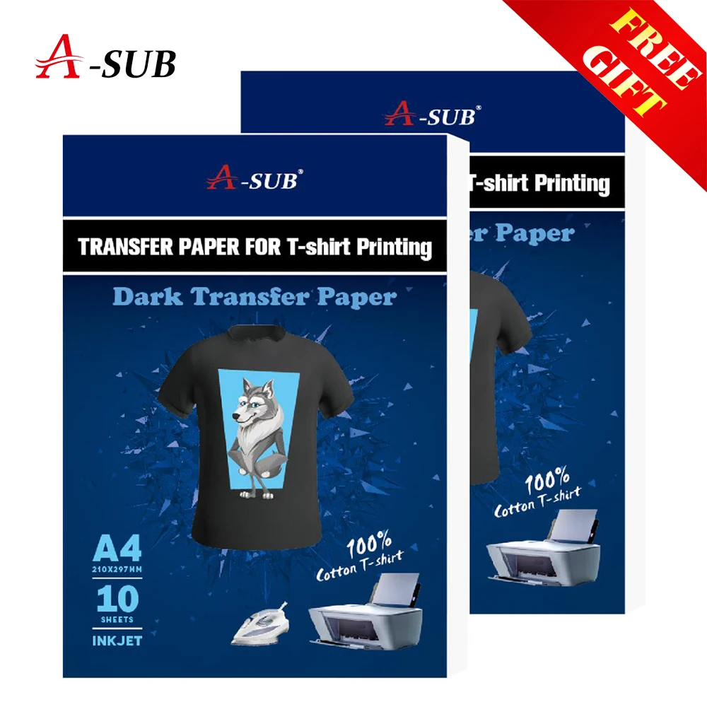 Papel de transferencia de camisetas A3/A4 para telas de algodón de color oscuro, diseño de estampado de inyección de tinta, 100%