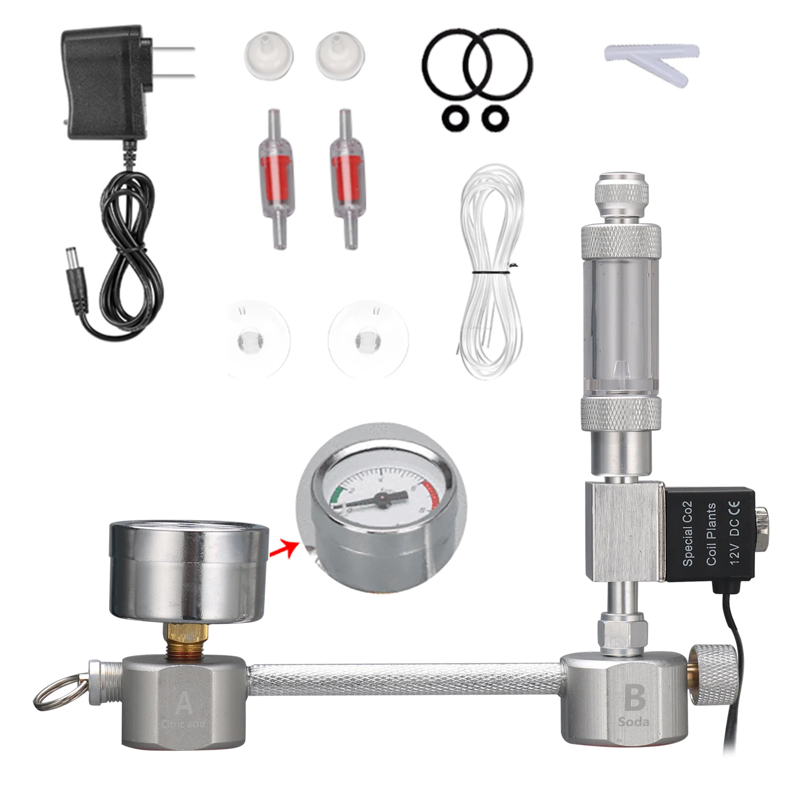 Acquario Kit Sistema Generatore Di Co2 Regolatore Diffusore Di Co2 Con Elettrovalvola Bolla Atomizzatore Serbatoio Di Pesce Per La Crescita Delle Pian