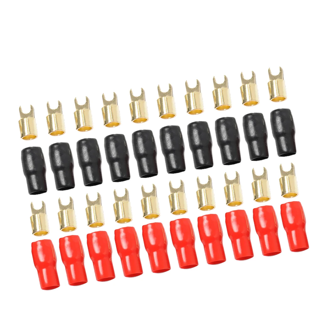 10 Pairs 4 AWG Car Electronics Fork Terminals Connectors Brass Contact