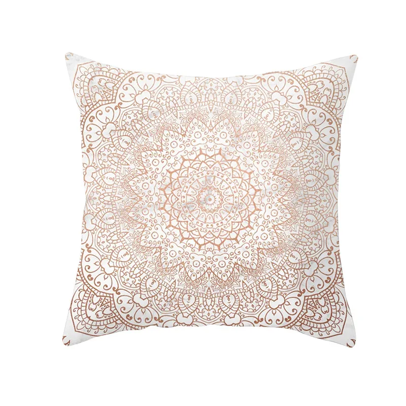 Fuwatacchi Rose Gold Geometric Cushion Cover Flower Decorative Pillows Cover for Home Sofa Bed Polyester Throw Pillowcases 45*45 - Цвет: PC09920