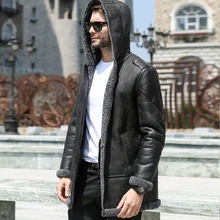 Мужское пальто из натурального меха, стрижка овец, зимнее пальто, мужская куртка из натуральной кожи, мужская одежда Jaqueta De Couro 134-LL71159-1 YY1138