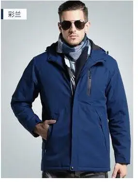 Мужские и женские зимние толстые хлопковые куртки с USB подогревом, водонепроницаемая ветровка для походов, скалолазания, лыжного спорта - Цвет: Men blue
