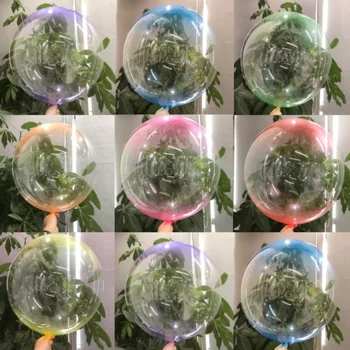 

50PCS New 24inch Round Crystal Clear Bobo Balloons Transparent Candy Color Sphere Bubble Ballons for Wedding Birthday Decoration