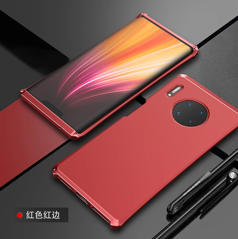Red Red Side Текстурированный противоударный металлический каркас пластик для huawei mate 30 Pro Алюминиевый сплав для huawei mate 30 Pro mate 30PRO бампер с подарком - Цвет: Red Red Side