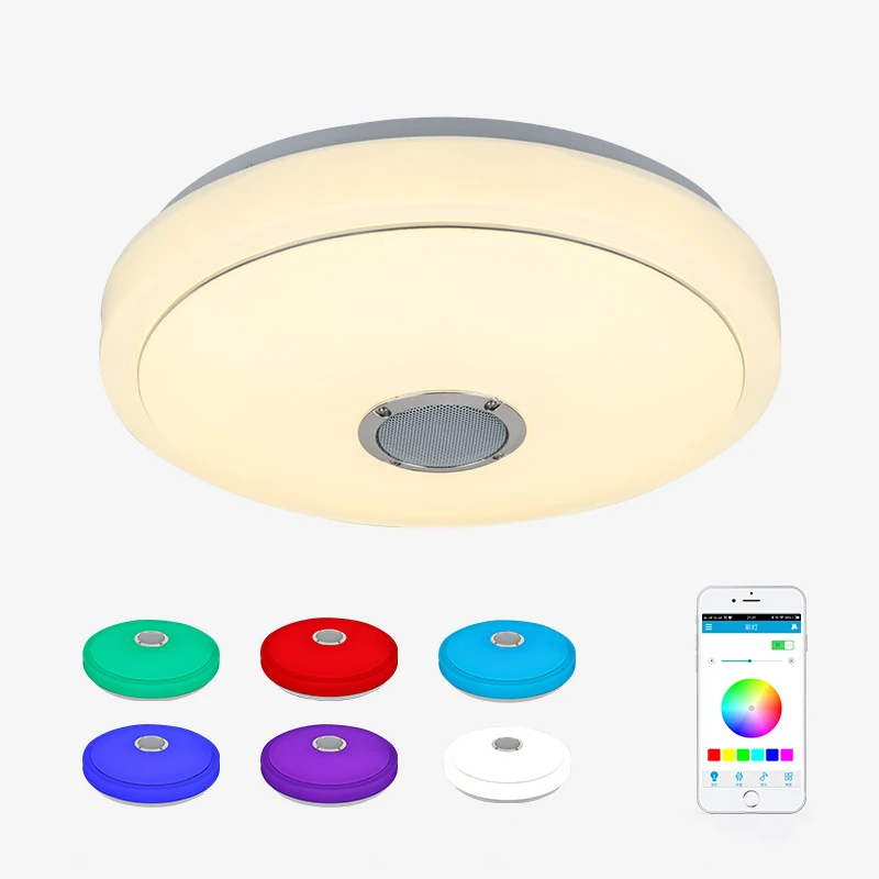 Музыка Светодиодный потолочный светильник RGB приложение управление 30 Вт 48 Вт современный Bluetooth мерцающий потолочный светильник для спальня гостиная AC85-265V