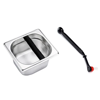 

1pcs Coffee Knock Box,Stainless & 1pcs 2 in 1 Coffee Machine Brush Nylon Espresso Coffee Grinder Brushes
